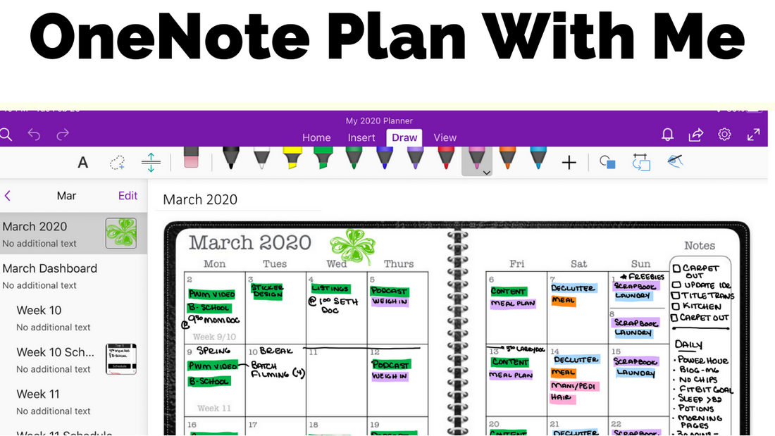 Plan March With Me in OneNote