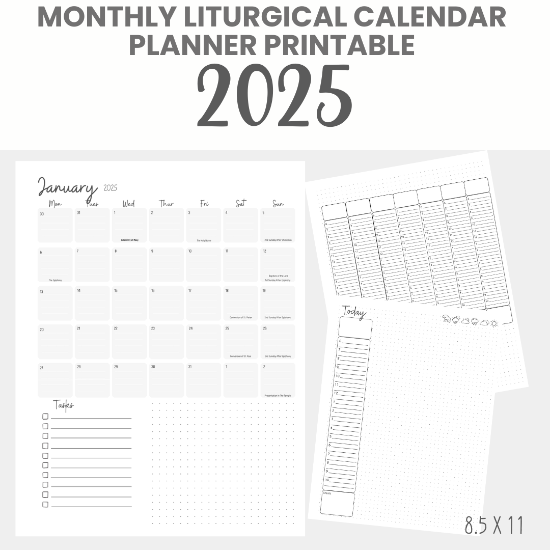 2025 Liturgical Calendar - Planner Printable