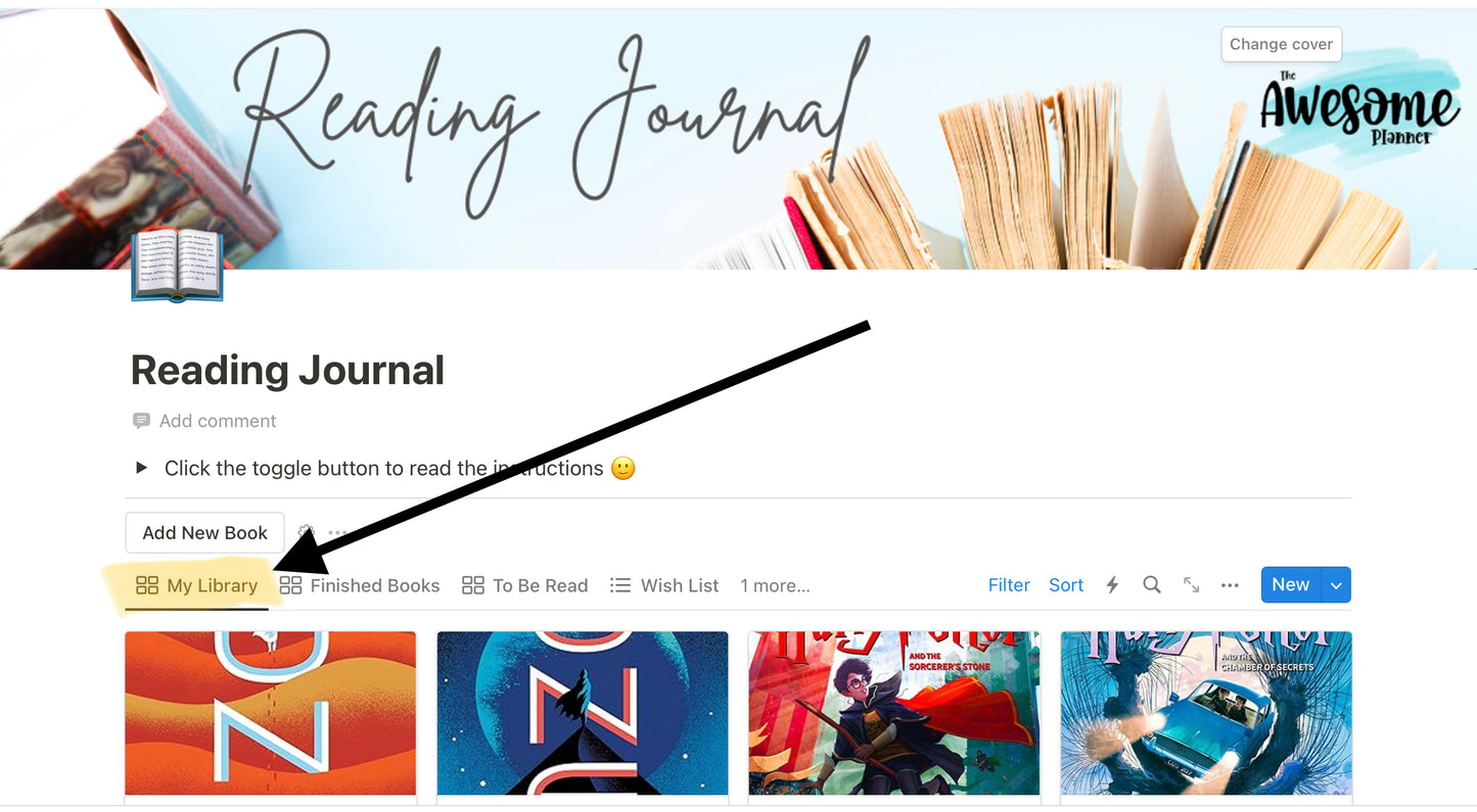 Reading Journal - Digital Library - Notion Template