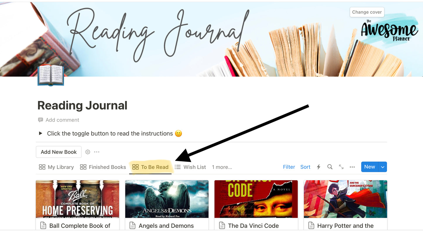 Reading Journal - Digital Library - Notion Template