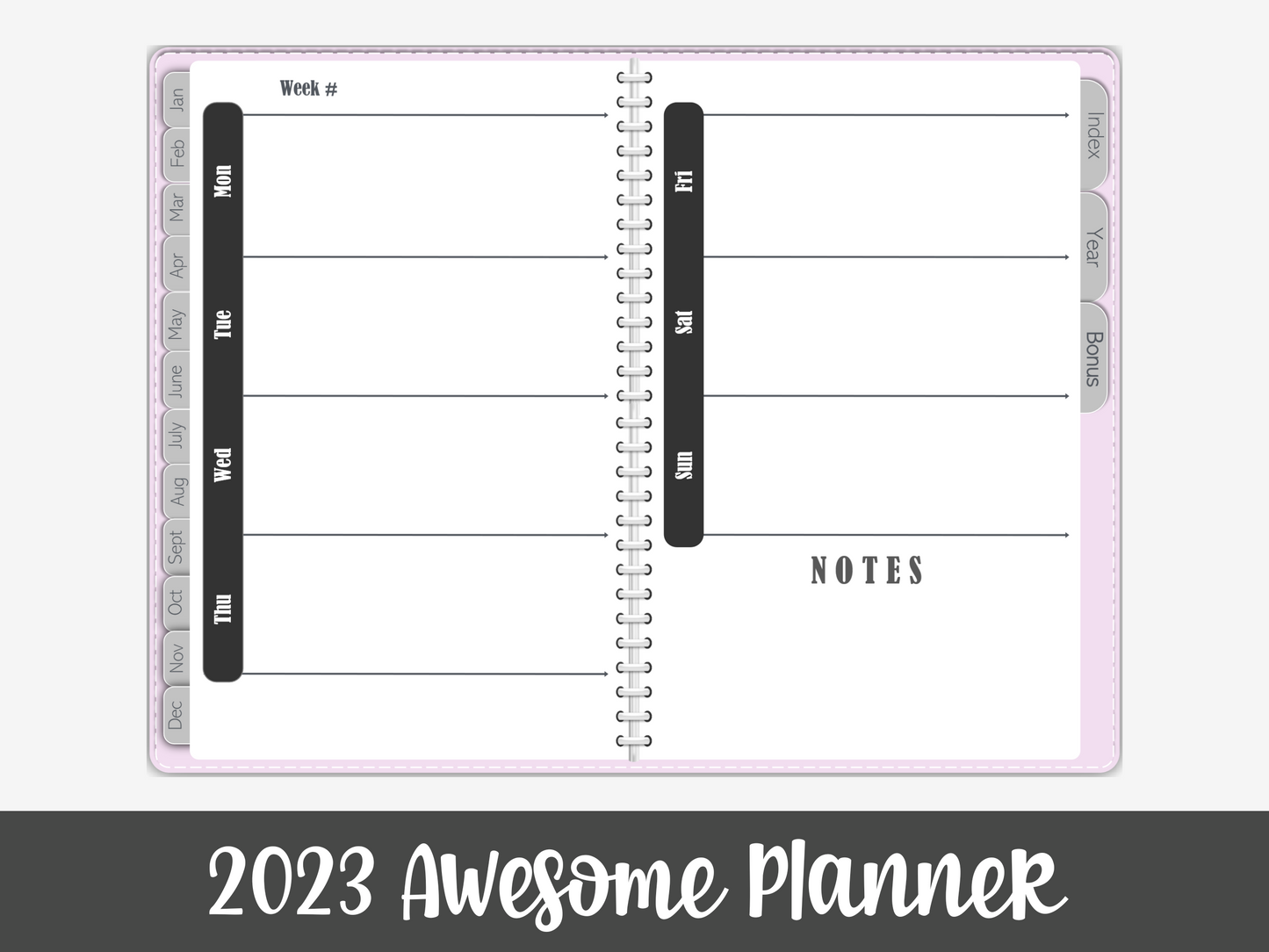 2023 PDF Awesome Planner - Pink