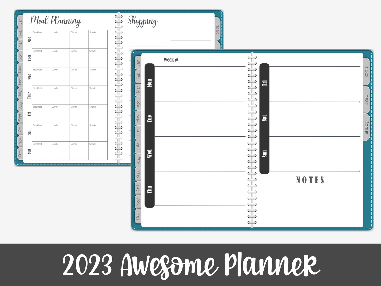 2023 PDF Awesome Planner - Teal