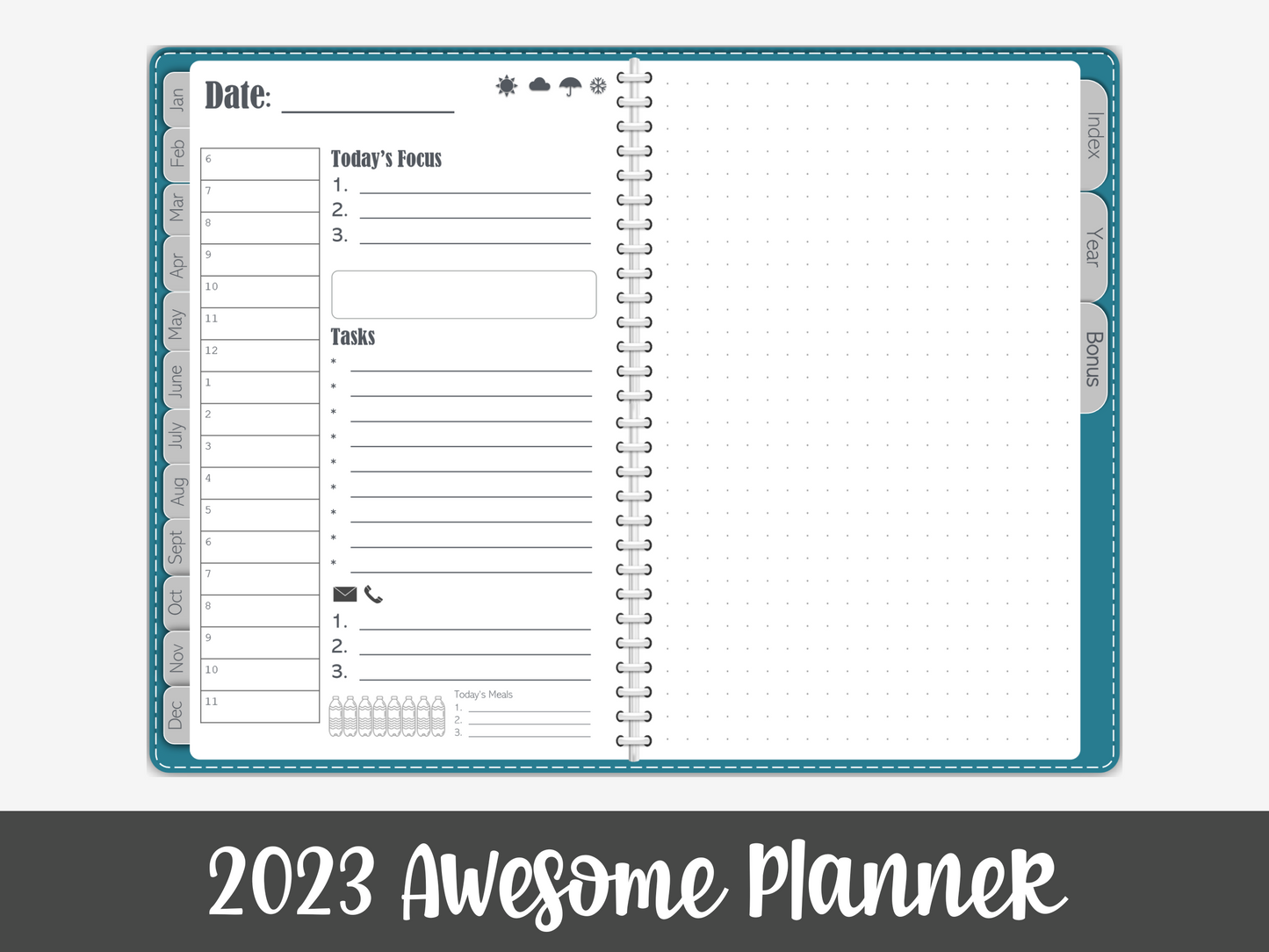 2023 PDF Awesome Planner - Teal