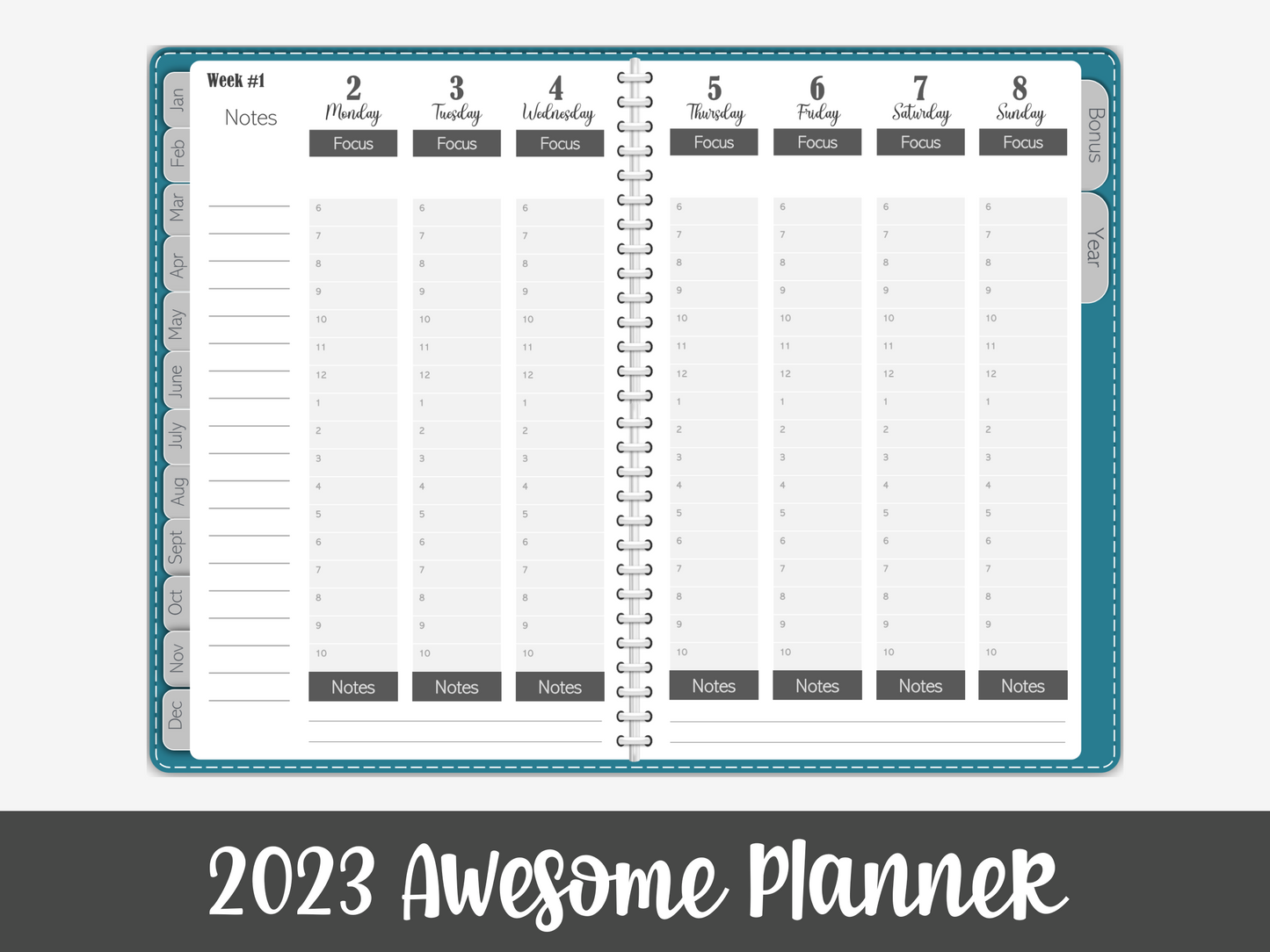 2023 OneNote Awesome Planner - Teal