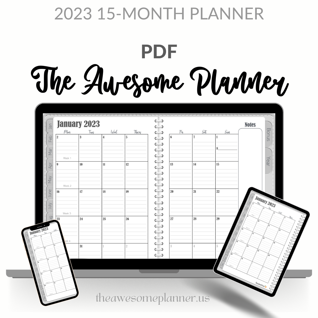 2023 PDF Awesome Planner - Gray