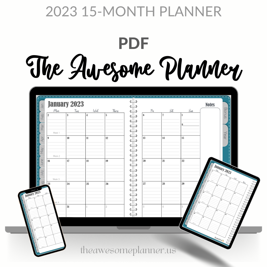 2023 PDF Awesome Planner - Teal