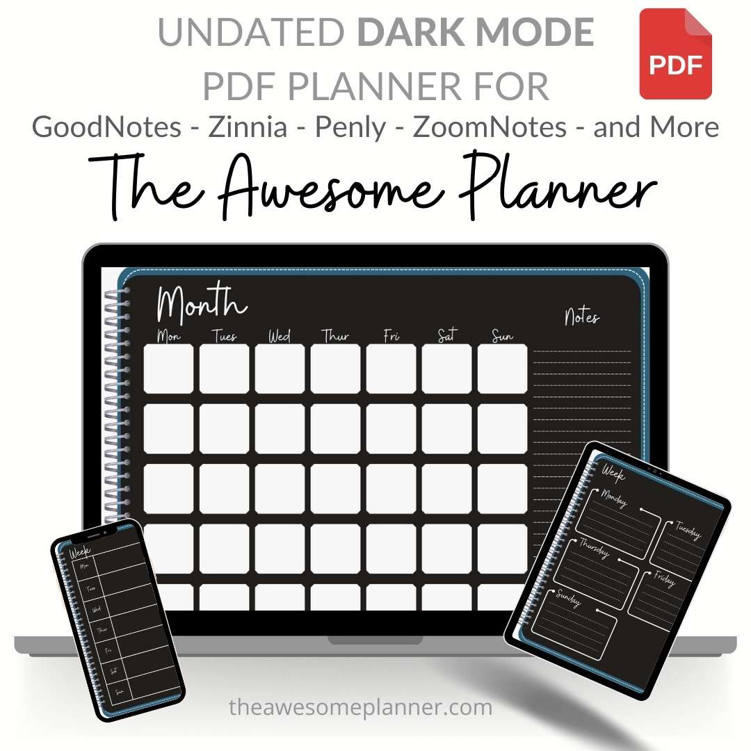 Undated Dark Mode PDF Planner